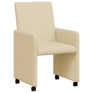 vidaXL Chaises de Salle à Manger avec Roues 2 pc tissu Crème