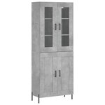 vidaXL Buffet haut Gris béton 69 5x34x180 cm Bois d'ingénierie