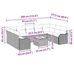 vidaXL Ensemble de canapé de jardin 10 Pièces Gris Poly rotin