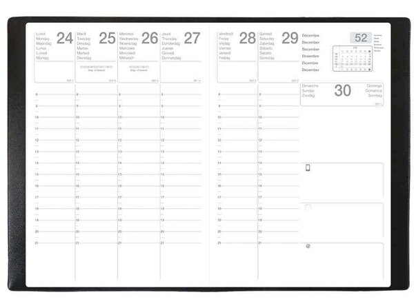 Agenda semainier Pluton 9 X 12 5 cm 1S/2P Noir x 50 EXDI