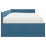 vidaXL Cadre de lit d'angle avec matelas Autre 2 Pièces Bleu Velours