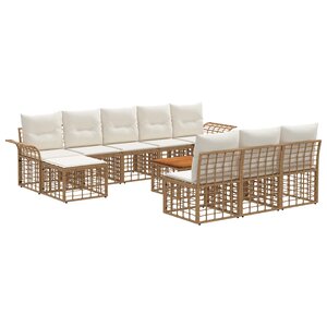 vidaXL Ensemble de canapés d'extérieur 11 pc Blanc Naturel et Crème