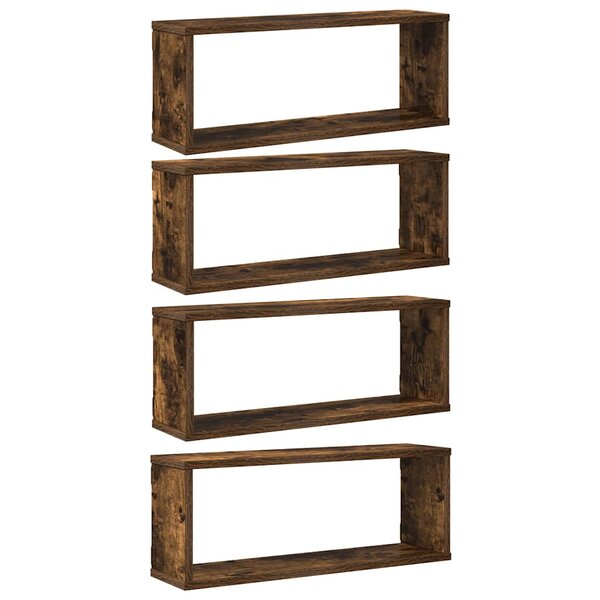 vidaXL Étagères murales cube 4 Pièces Chêne fumé 60x15x23 cm Bois