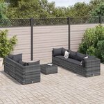 vidaXL Salon de jardin 8 Pièces avec coussins Gris Résine tressée