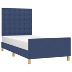 vidaXL Cadre de lit sans matelas avec tête de lit bleu 90x190cm tissu