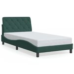 vidaXL Cadre de lit avec LED sans matelas vert foncé 100x200cm velours
