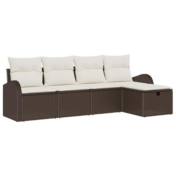 vidaXL Ensemble de canapé de jardin 5 Pièces Marron Poly rotin