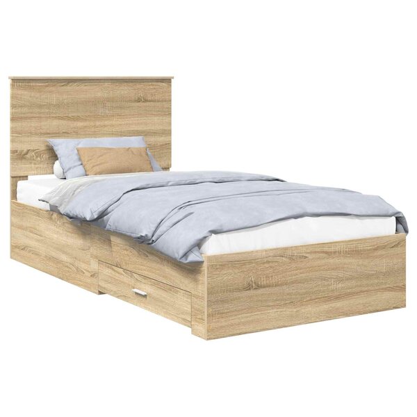 vidaXL Cadre de lit Chêne Sonoma 100 x 200 cm Bois d'ingénierie