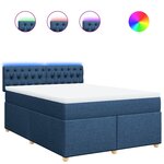 vidaXL Sommier à lattes de lit avec matelas Bleu 140x200 cm Tissu