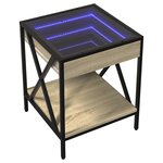 vidaXL Table de chevet avec LED infini chêne sonoma 40x40x49 cm