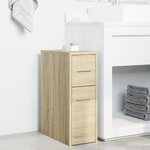 vidaXL Armoire de salle de bain étroite avec roulettes chêne sonoma