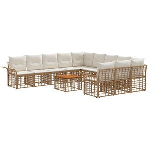 vidaXL Ensemble de canapés d'extérieur 12 pc Blanc Naturel et Crème