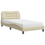 vidaXL Lit avec matelas Hvar crème 100x200 cm tissu