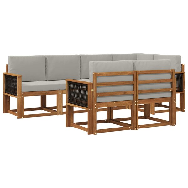 vidaXL Ensemble de canapés d'extérieur 7 Pièces Naturel et gris clair