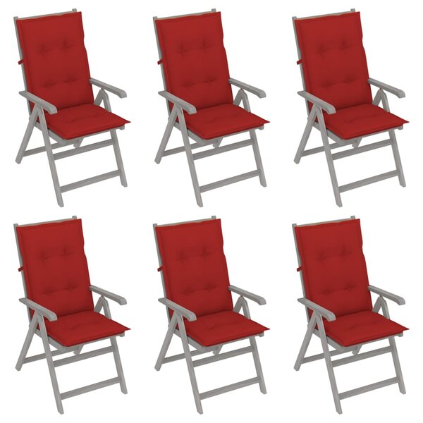vidaXL Chaises inclinables de jardin 6 Pièces avec coussins Bois d'acacia