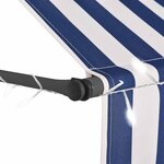 vidaXL Auvent manuel rétractable avec LED 300 cm Bleu et blanc
