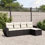 vidaXL Salon de jardin 5 Pièces avec coussins noir résine tressée