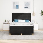 vidaXL Lit avec sommier Noir 140x200 cm Tissu