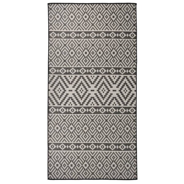vidaXL Tapis à tissage plat d'extérieur 100x200 cm Rayures noires