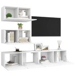 vidaXL Ensemble de meubles TV 4 Pièces Blanc Bois d'ingénierie