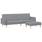 vidaXL Canapé-lit à 2 places avec repose-pied gris clair tissu