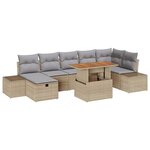 vidaXL Ensemble de canapé de jardin 8 Pièces Beige polyrotin