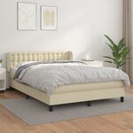 vidaXL Sommier à lattes de lit avec matelas Crème 140x190cm Similicuir