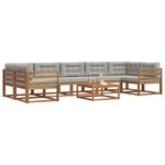 vidaXL Ensemble de canapés d'extérieur 8 Pièces Gris Naturel et Clair