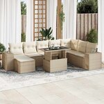 vidaXL Salon de jardin avec coussins 9 Pièces beige résine tressée
