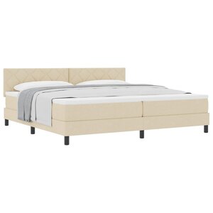 vidaXL Lit à ressorts avec tête de lit Crème 200 x 200 cm tissu