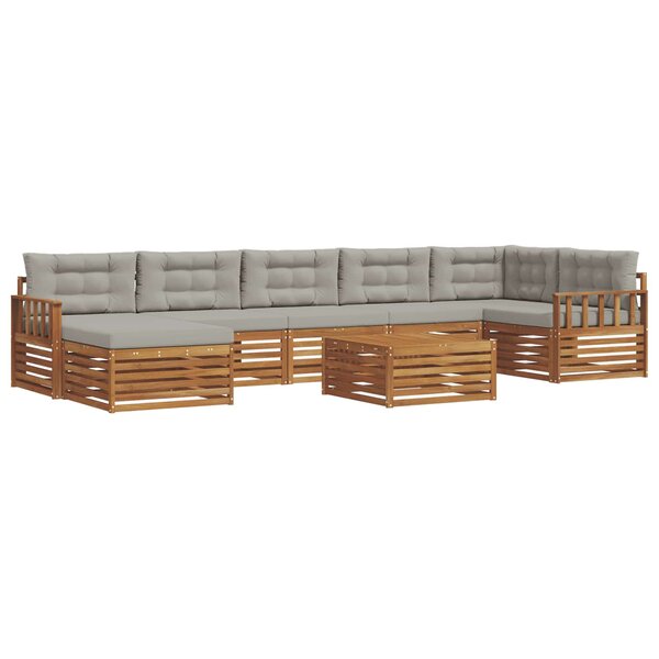 vidaXL Ensemble de canapés d'extérieur 8 pc Gris Naturel et Clair