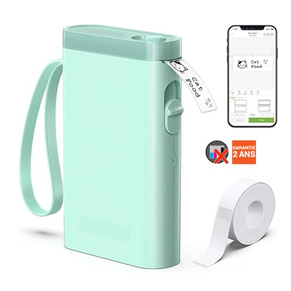 Imprimante portable P21 - Sans fil - Etiquettes blanches et adhésives écriture noire - bluetooth - android ios