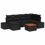 vidaXL Ensemble de canapé de jardin 7 Pièces Noir