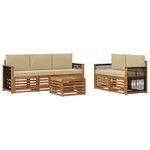 vidaXL Ensemble de canapés d'extérieur 6 pc Naturel et Beige