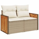 vidaXL Salon de jardin avec coussins 10 Pièces beige résine tressée