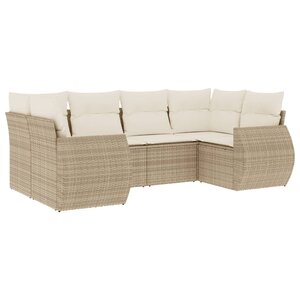 vidaXL Salon de jardin avec coussins 6 Pièces beige résine tressée