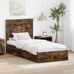 vidaXL Lit de Rangement Chêne fumé 100 x 200 cm Bois d'ingénierie