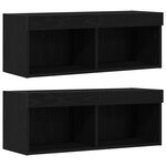 vidaXL Meuble TV 4 Pièces Chêne noir Bois d'ingénierie