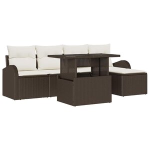 vidaXL Ensemble de canapé de jardin 6 pc Marron polyrotin