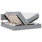 vidaXL Lit de rangement LED avec matelas Gris clair 200 x 200 cm Tissu