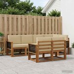 vidaXL Ensemble de canapés d'extérieur 7 Pièces Naturel et Beige