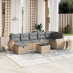 vidaXL Salon de jardin avec coussins 8Pièces mélange beige résine tressée