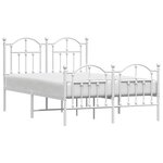 vidaXL Cadre de lit métal sans matelas et pied de lit blanc 120x190 cm