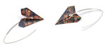 Boucles d'oreille papier origami avion violet fleur