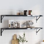 vidaXL Supports d'étagères 4 Pièces 30x2 5x15 5 cm noir acier inoxydable