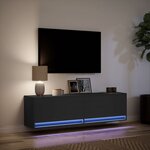 vidaXL Meuble TV mural avec lumières LED noir 140x31x38 cm