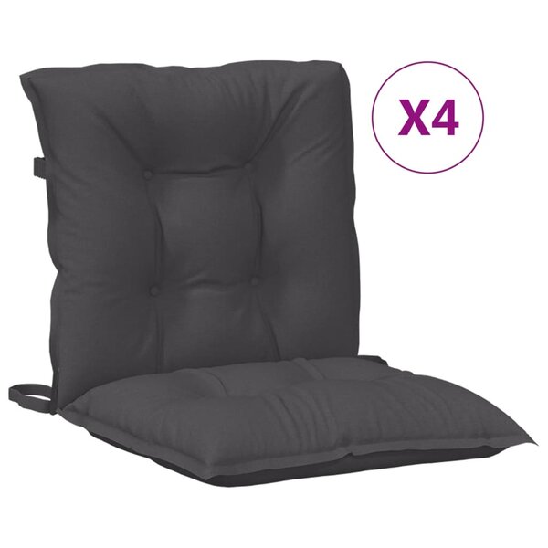 vidaXL Coussins de chaise à dossier bas lot de 4 anthracite mélangé