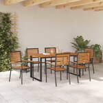 vidaXL Ensemble de salle à manger pour jardin 7 Pièces Noir