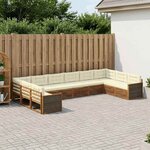 vidaXL Ensembles de canapés avec coussin 10 Pièces Bois d'Acacia Massif