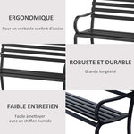 Outsunny Banc de Jardin Design Contemporain 2 Places dim. 127L x 58l x 82H cm métal époxy Noir